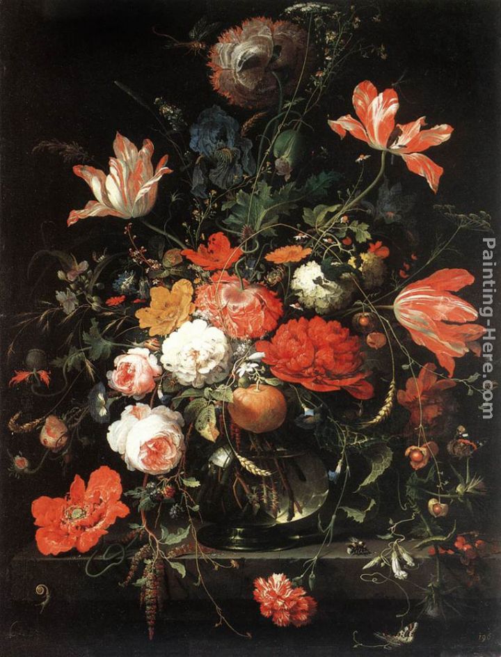 Flowers painting - Abraham Mignon Flowers art painting